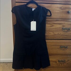 Peppermayo Black Sleeveless Pleated Hem Dress